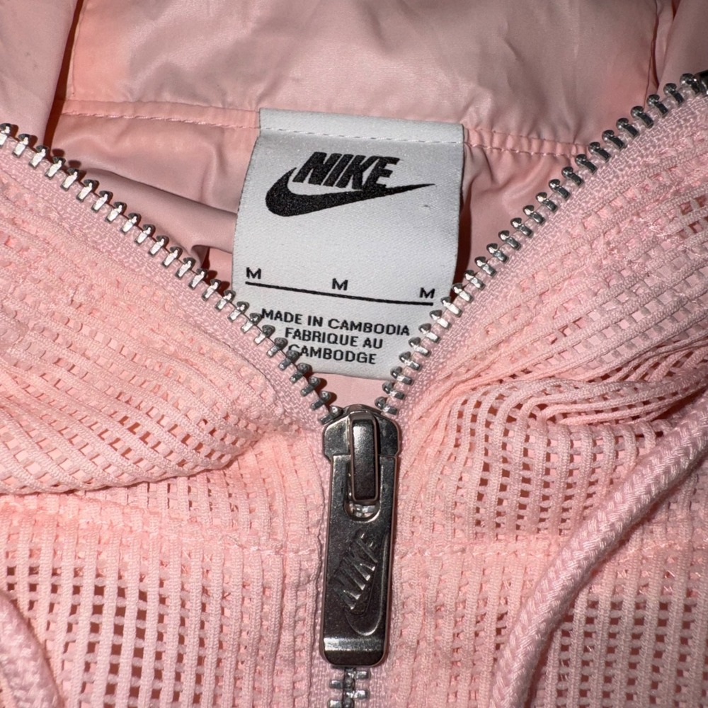 Nike Sportswear Women's M Pink Colorblock Mesh Cropped Windbreaker Half Zip - Picture 6 of 8